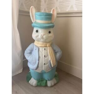 Vintage 35” Empire Blow Mold Large Lighted Easter Bunny Rabbit w/ Top Hat